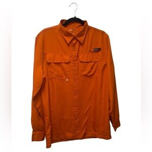 Swiss + Alps Orange Long Sleeve Button-Up Shirt